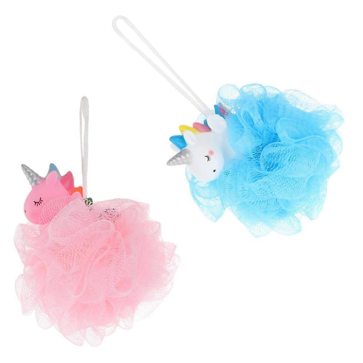 2pcs Exfoliating Bath Sponge for Shower, Gentle Body Scrubber for Dead Skin Removal with Hanging Loop