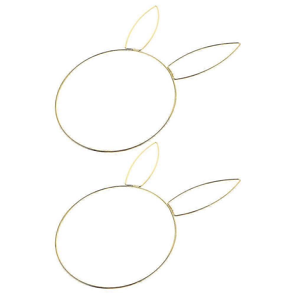 Golden Easter Bunny Head Metal Ring for DIY 2Pcs Wreath Frame