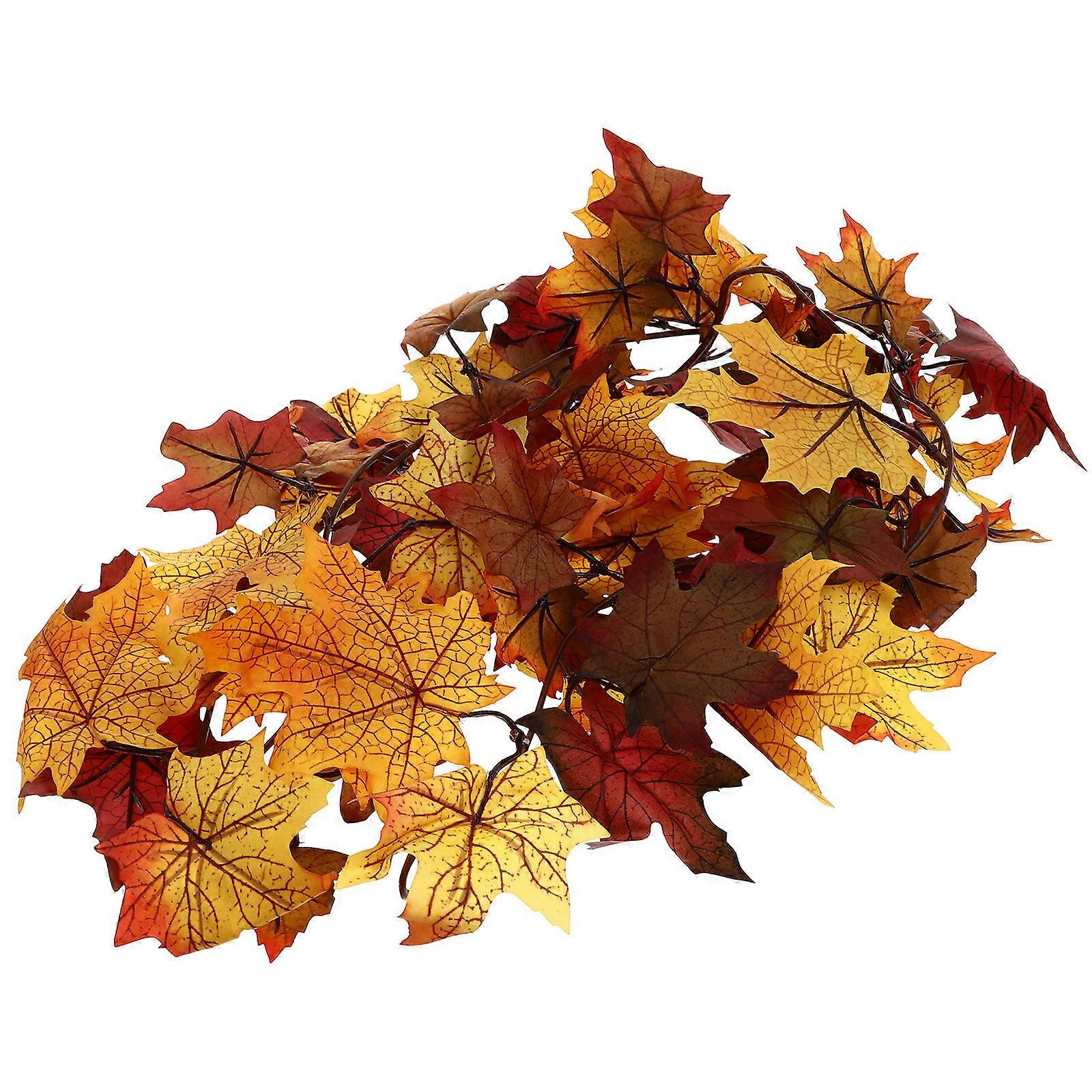 Fall Maple Leaf Rattan Wall Hanging for Autumn Decor 7Pcs Orange Plastic