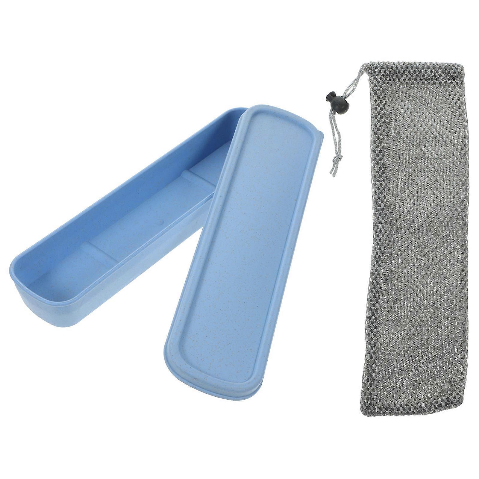 Portable Straw Cutlery Box for Storage Use Solid Color Storage Box