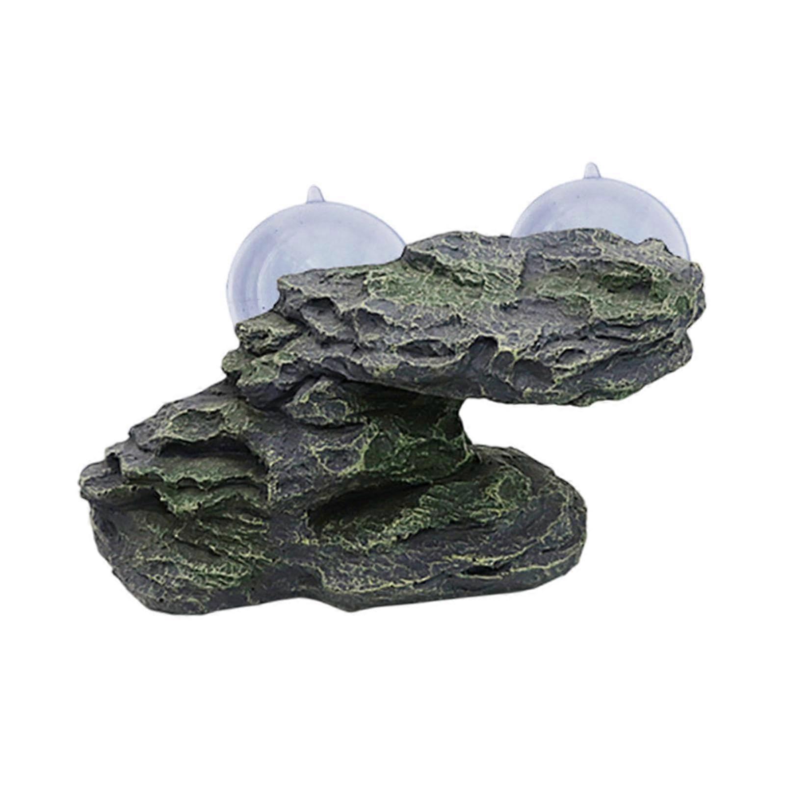 Rock Tortoise Floating Dock For Turtle Tank, Basking Platform With Suction Cups, Resin Step, Green