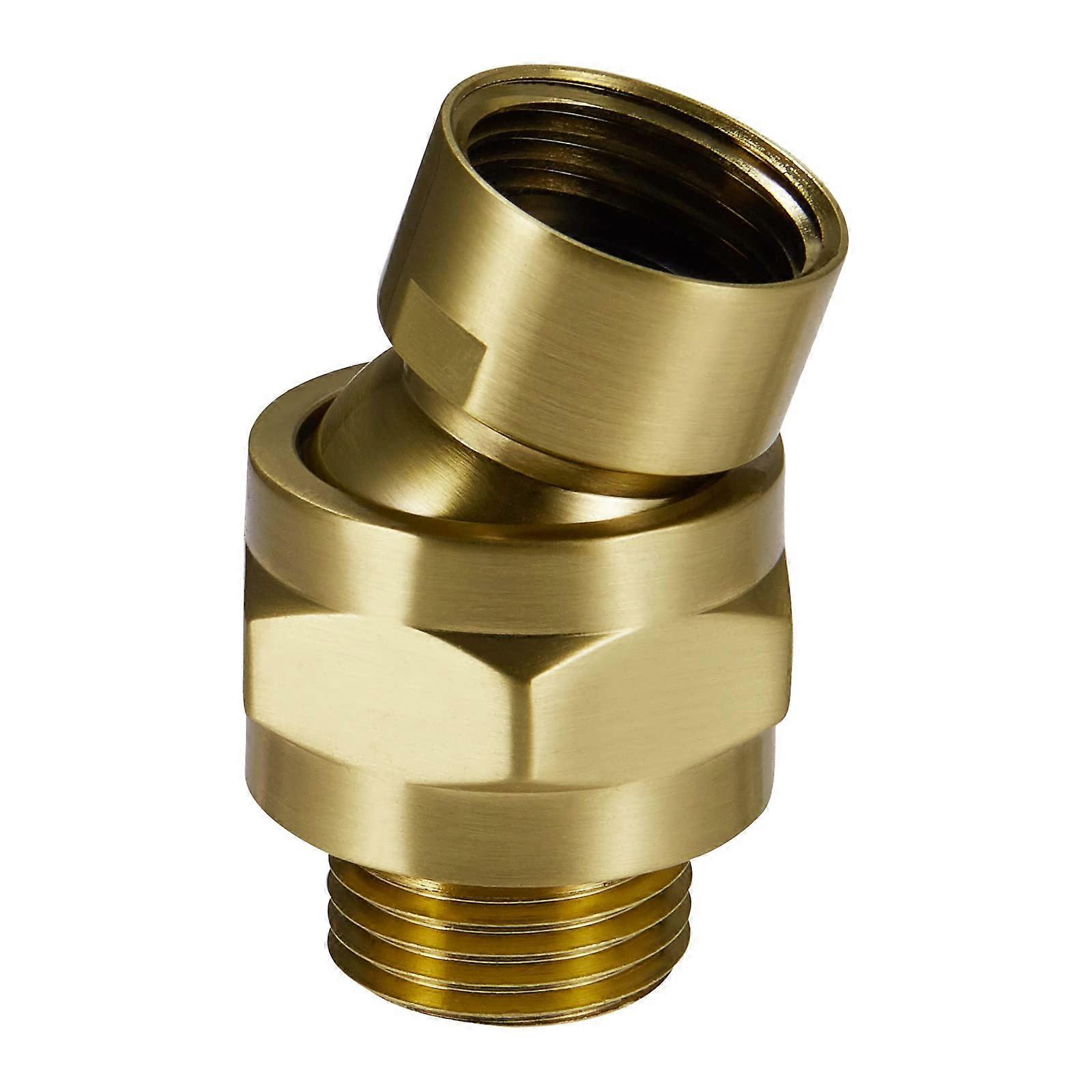 Solid Brass Shower Head Adapter with Adjustable Swivel Ball Joint, Universal 1/2 Inch Brushed Gold