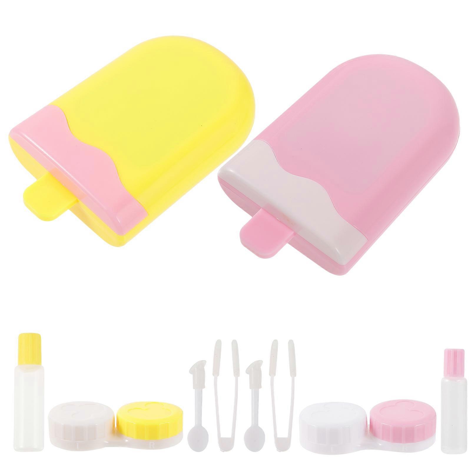 Ice Cream Contact-Lens Box for Storage 8Sets Durable Plastic Lens Case