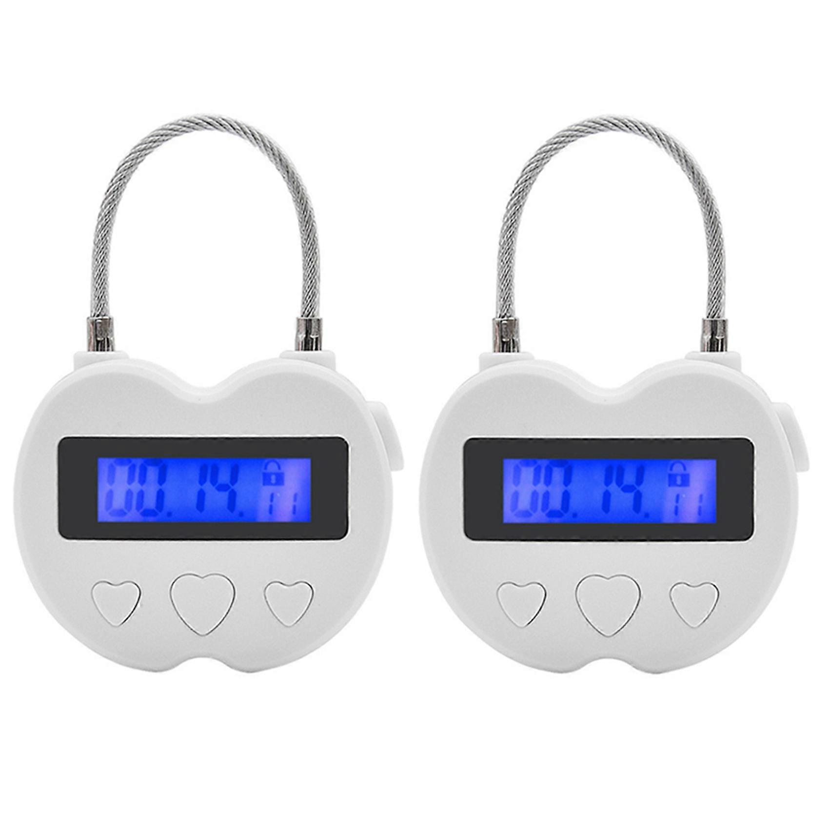 2X Smart Time Lock LCD Display Time Lock Multifunction Electronic Timer,Waterproof USB Rechargeable