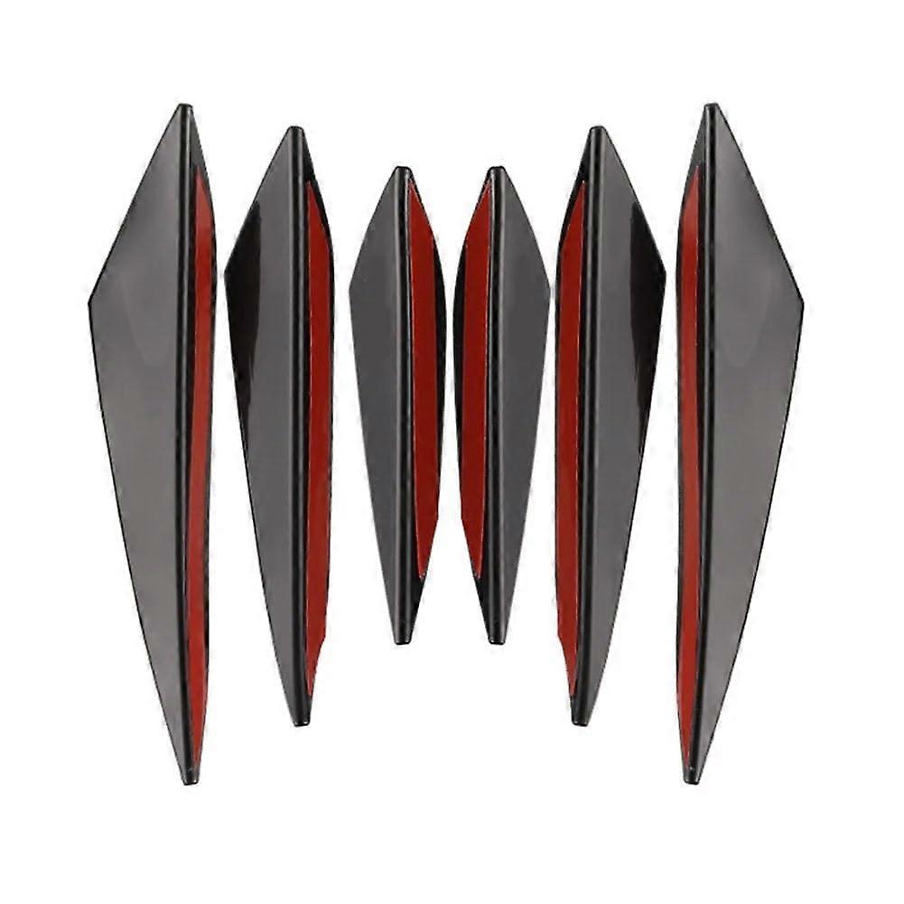 Universal 6PCS Car Bumper Lip Splitter Diffuser Fins ABS Front Spoiler Canards Aerodynamic Upgrade