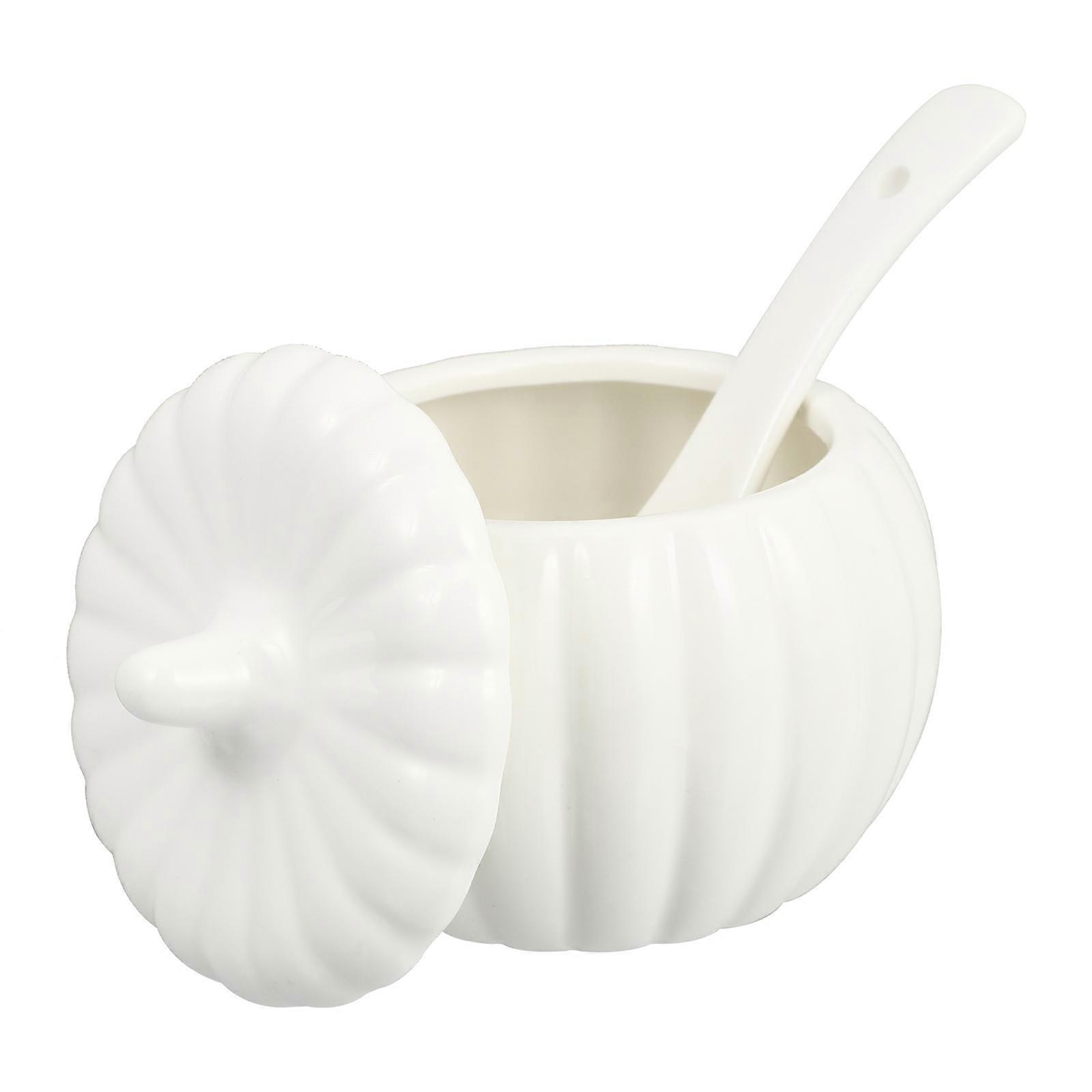 White Pumpkin Soup Bowls Ceramic Stew Pot Kitchenware Home Users White Round Simple 1Set