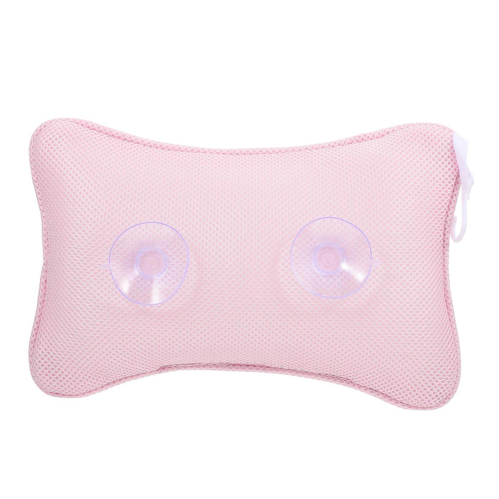 Bath Pillow with Suction Cups, Ergonomic Neck and Head Support, Breathable Mesh, Adjustable Firmness