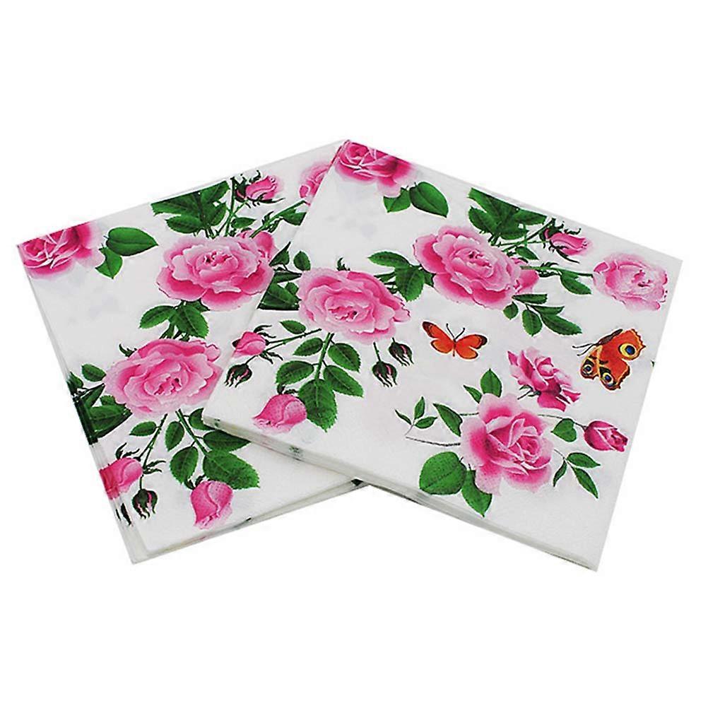 Printed Napkins Rose Design for Party Use Including 20 Sheets
