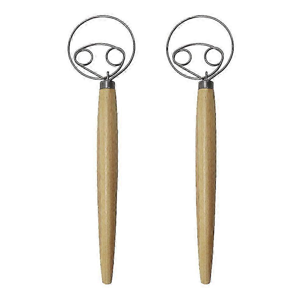 26-27 2 Whisk, Hook, Wooden Hand Mixer, Bread Baking Tools