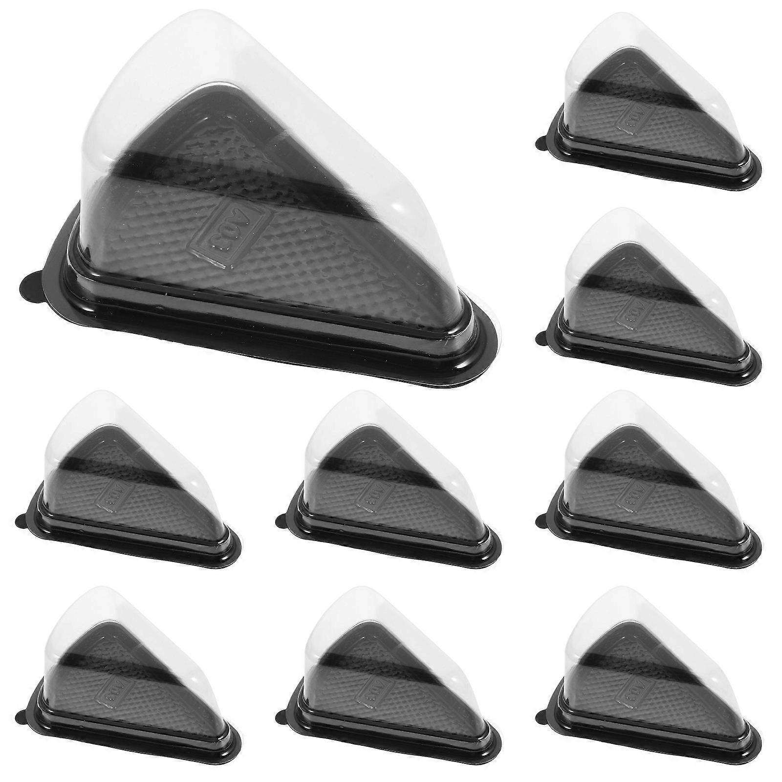 Triangle Cake Boxes Plastic for Storage 10Pcs Black Bakery Gift Packaging