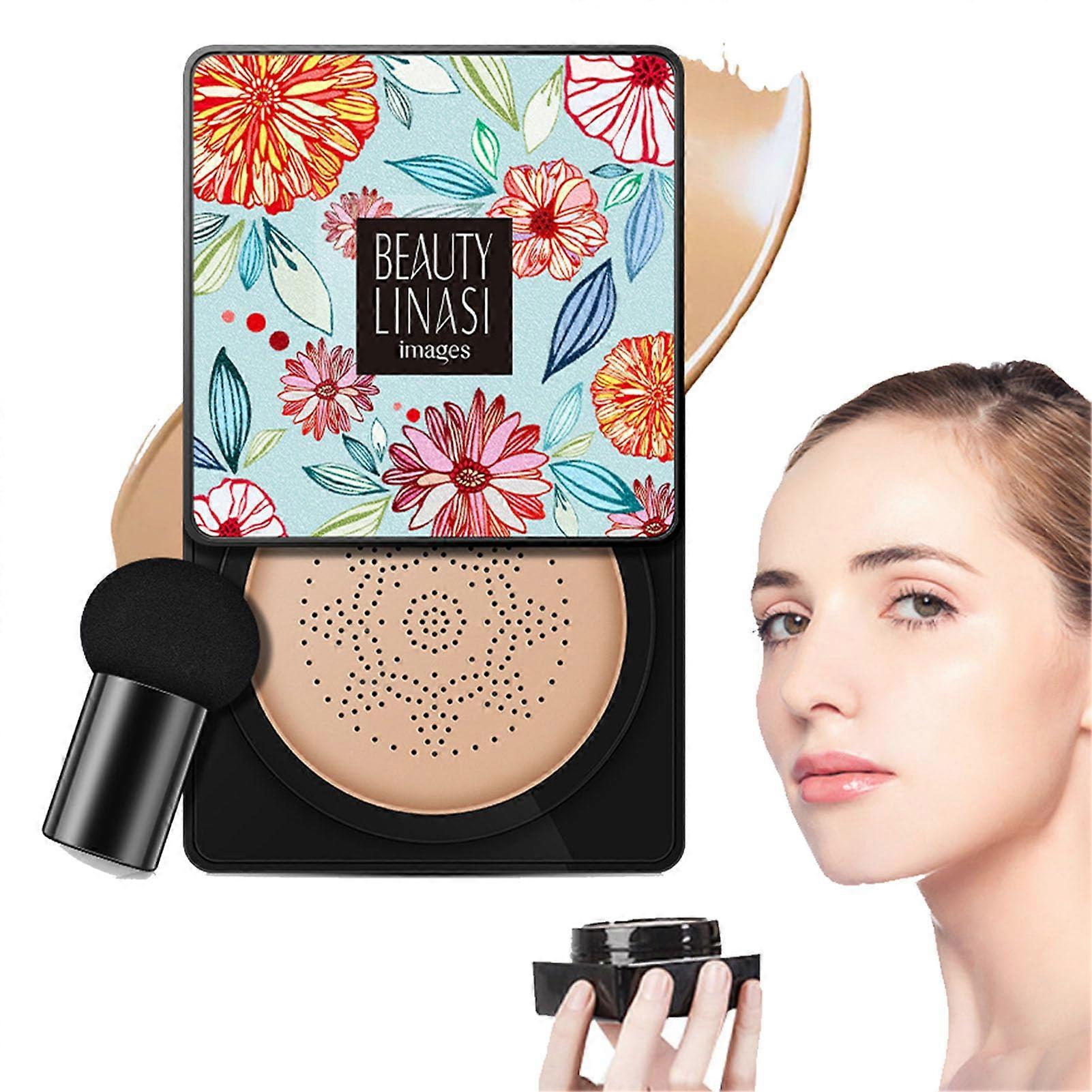 Makeup Foundation Liquid, Long Lasting Moisturizing Natural Coverage 20g with Mushroom Brush