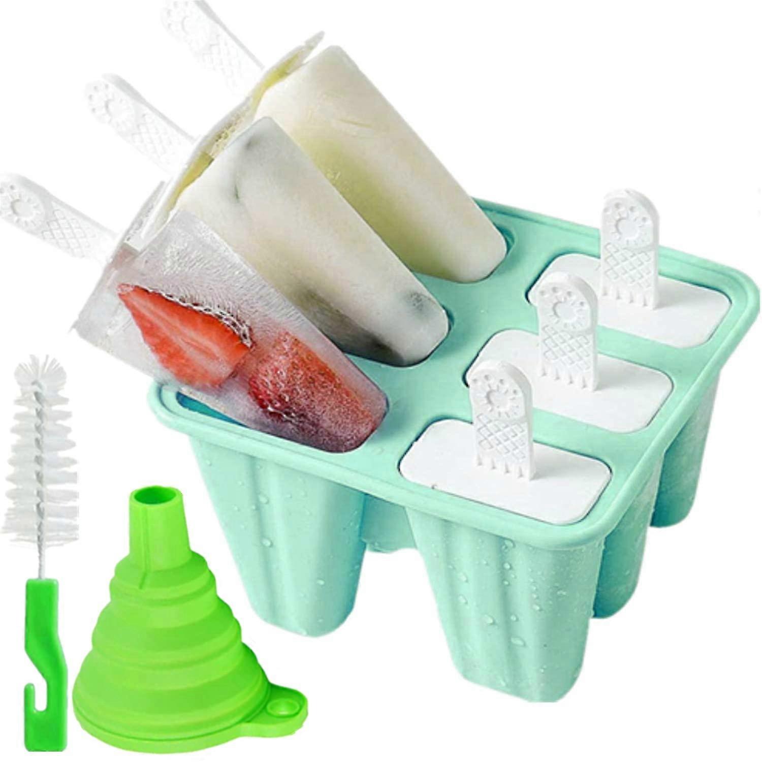 Reusable Silicone Popsicle Molds BPA  Easy Release Ice Pop Maker 6 Cavities Green