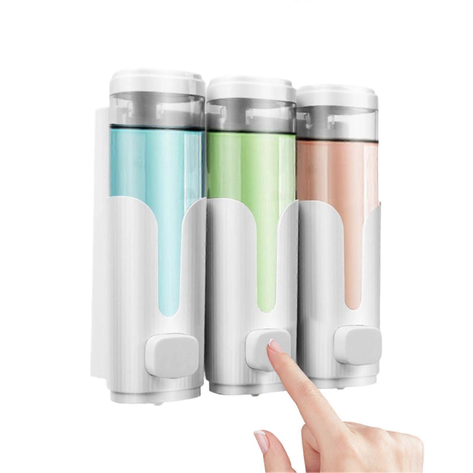 Wall Mounted Soap Dispenser Triple Liquid SpaceSaving Corner Fit for Shampoo Conditioner Lotion