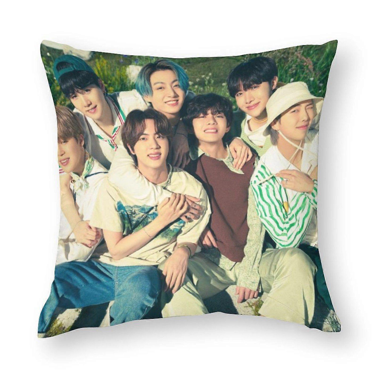 BTS Throw Pillow Covers Square Cool Touch Embossed Chic  for Office