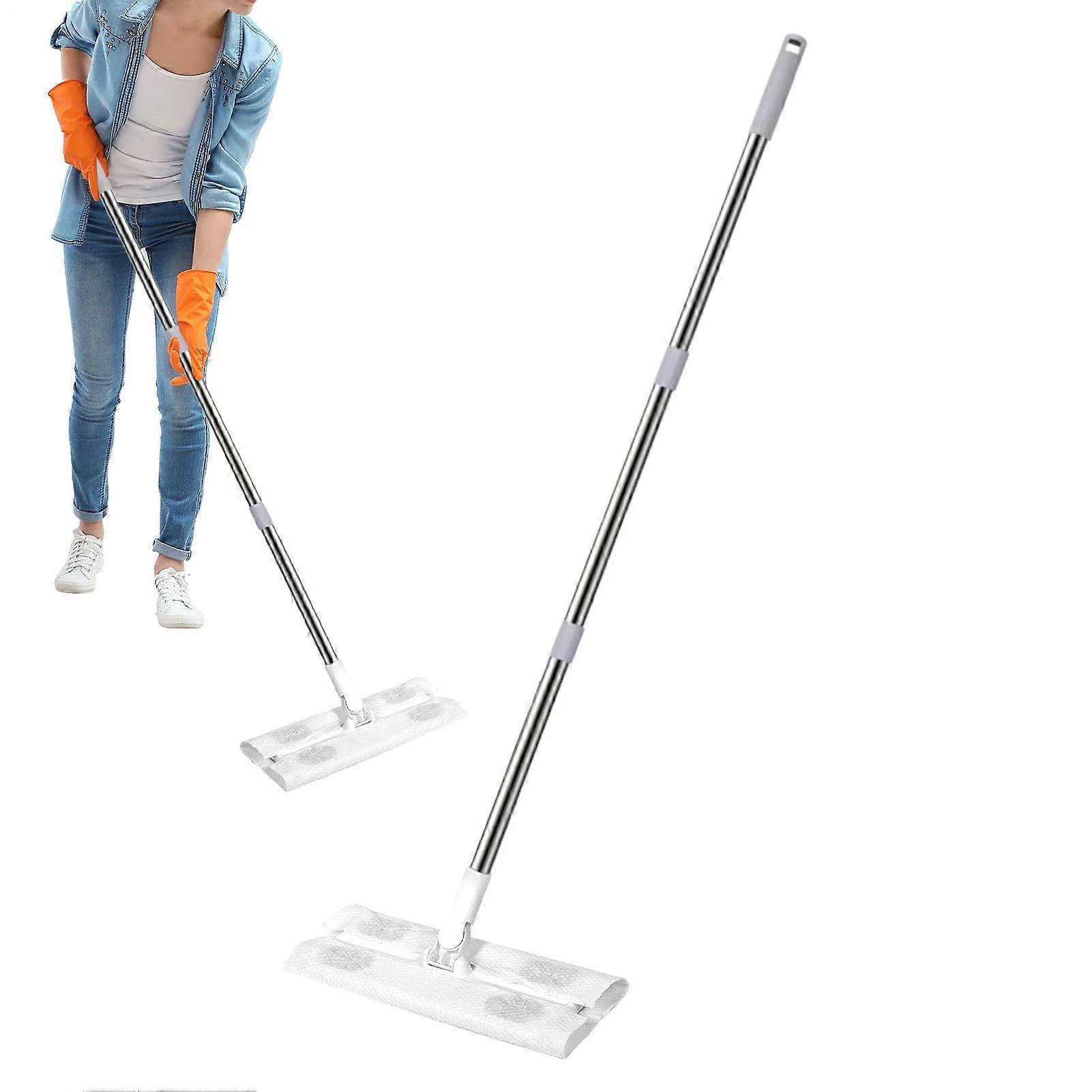 Flat Mop for Hardwood Floors with Electrostatic Dust Capture and QuickRelease Head, Long Handle