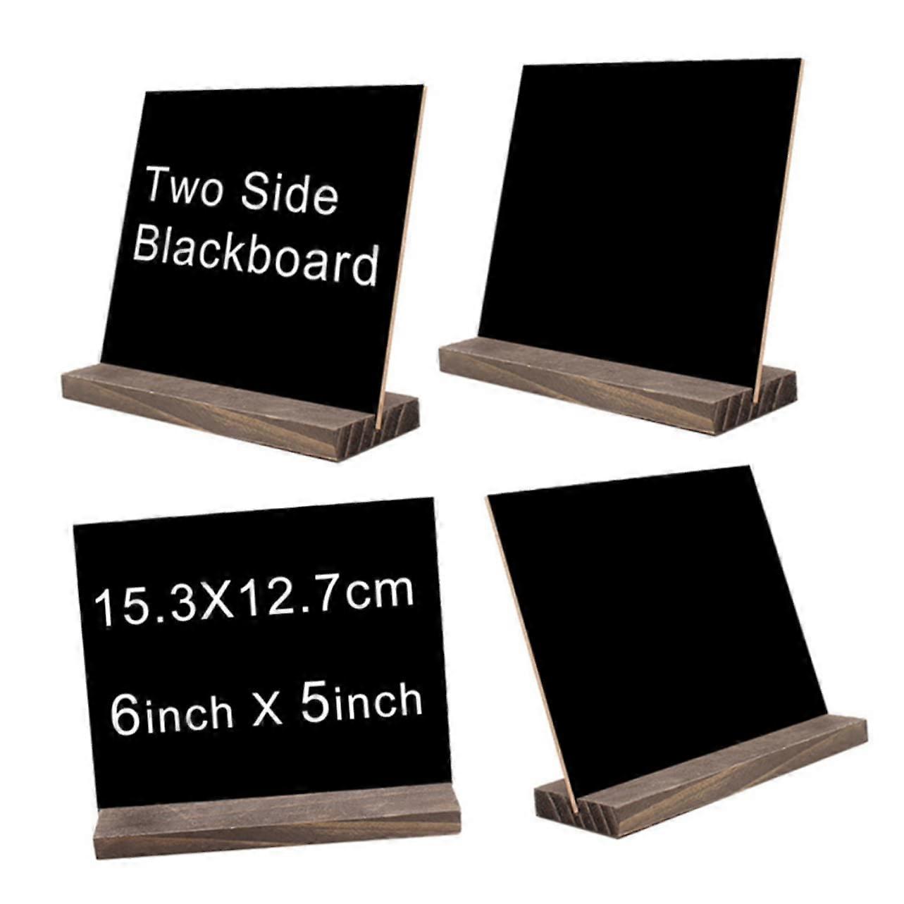 4pcs DoubleSided Small Chalkboard with Wooden Base for Store Hotel Bar Table Display