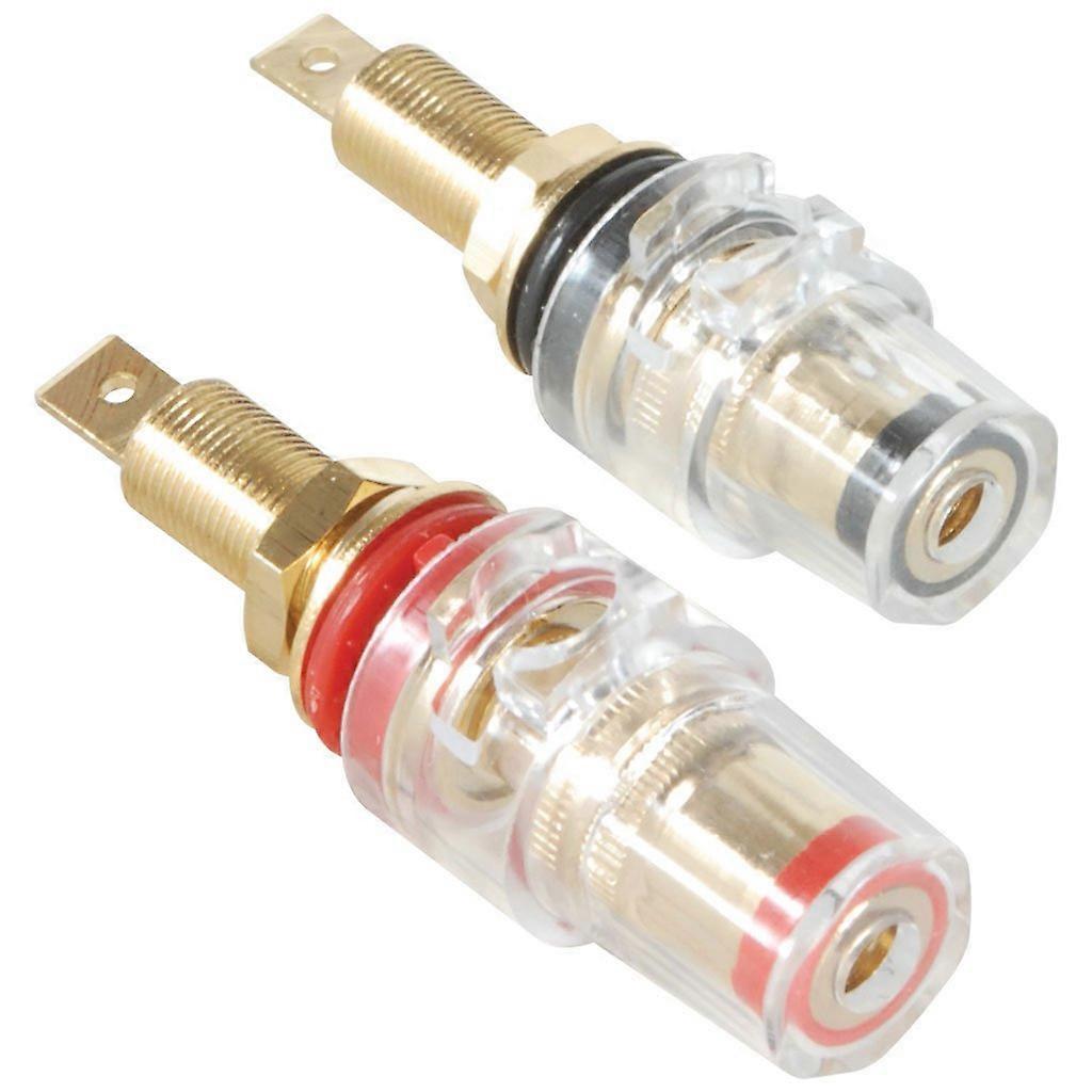 Fully Insulated Binding Post Banana Jack Pair with Gold Plated 5 Way Panel Mount Design