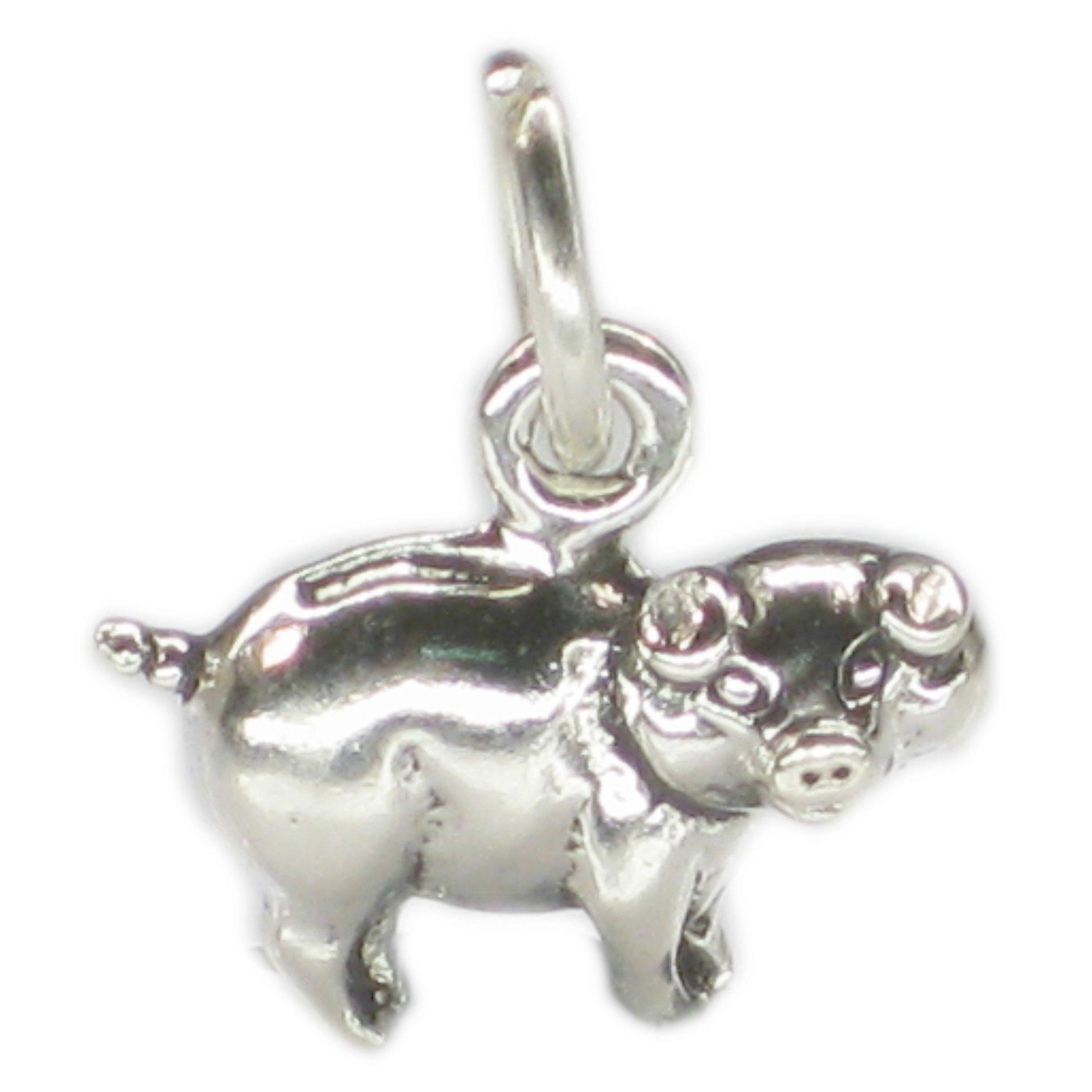 Pig TINY 2D sterling silver charm .925 x 1 Pigs charms
