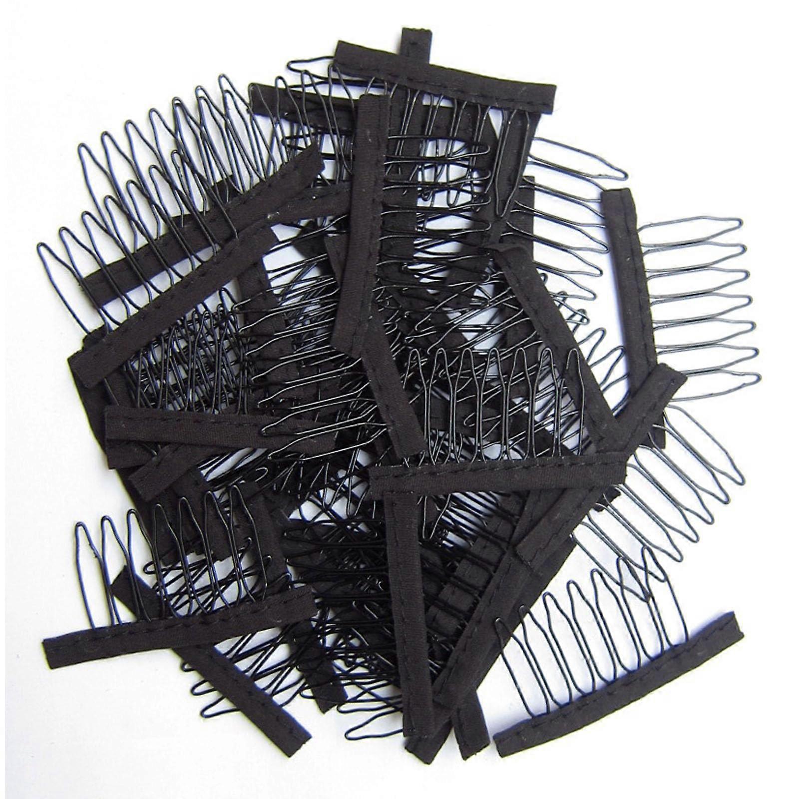 Wig Clips and Combs 50 Pack Black 7 Teeth Secure Attachment Easy SewOn for Hairpiece Caps