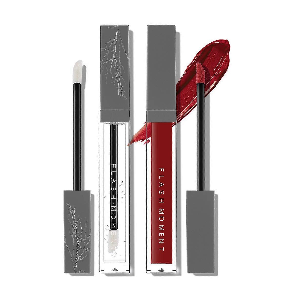 Lip Gloss Set with Longlasting Matte Color and Hydrating Clear Gloss, 2 Pcs GiftReady Kit