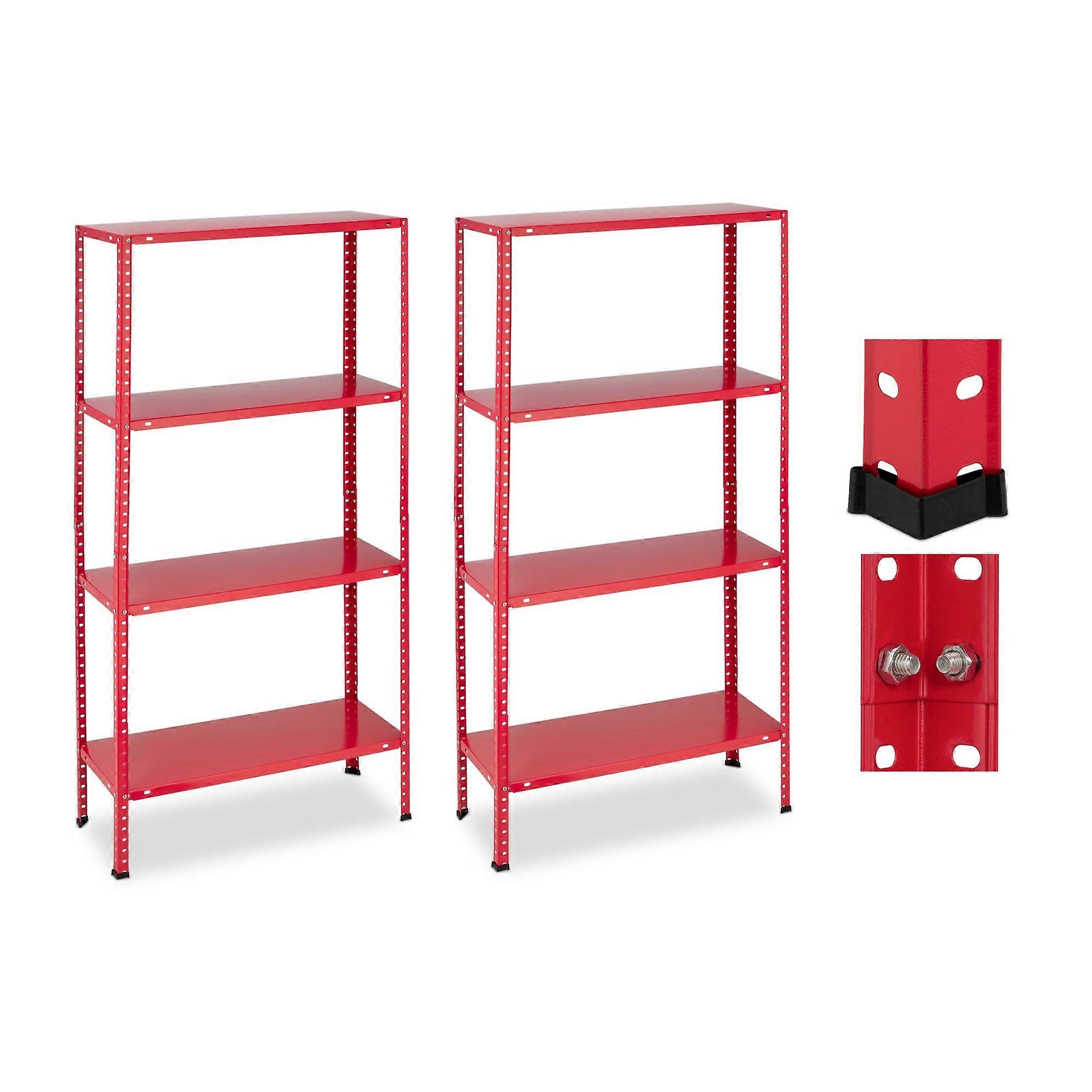 Rotes Schwerlastregal-Set mit 2 4 Ebenen