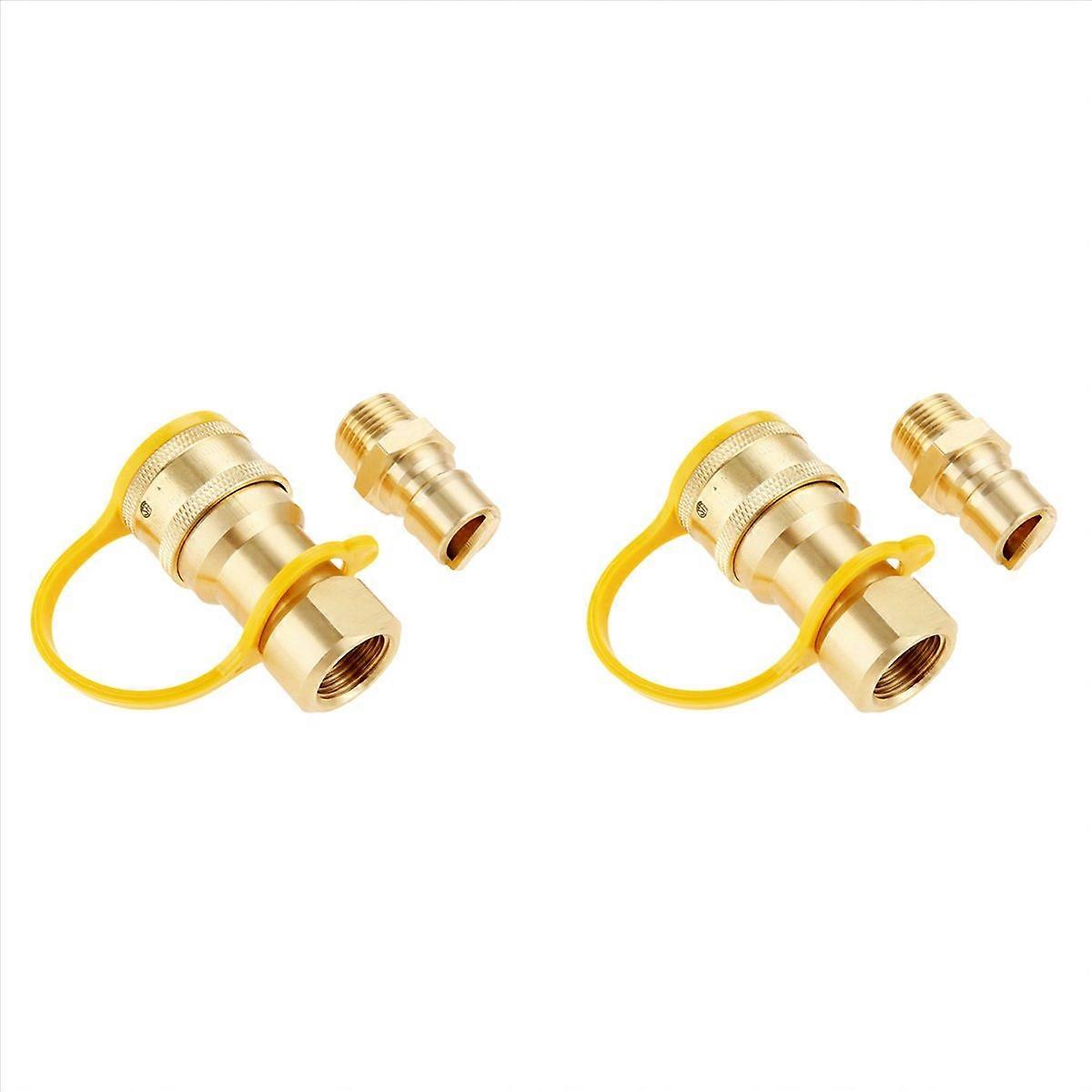 2X 1/2 Inch Solid Brass Gas Propane Quick Connect Disconnect Fitting Connector Adapter