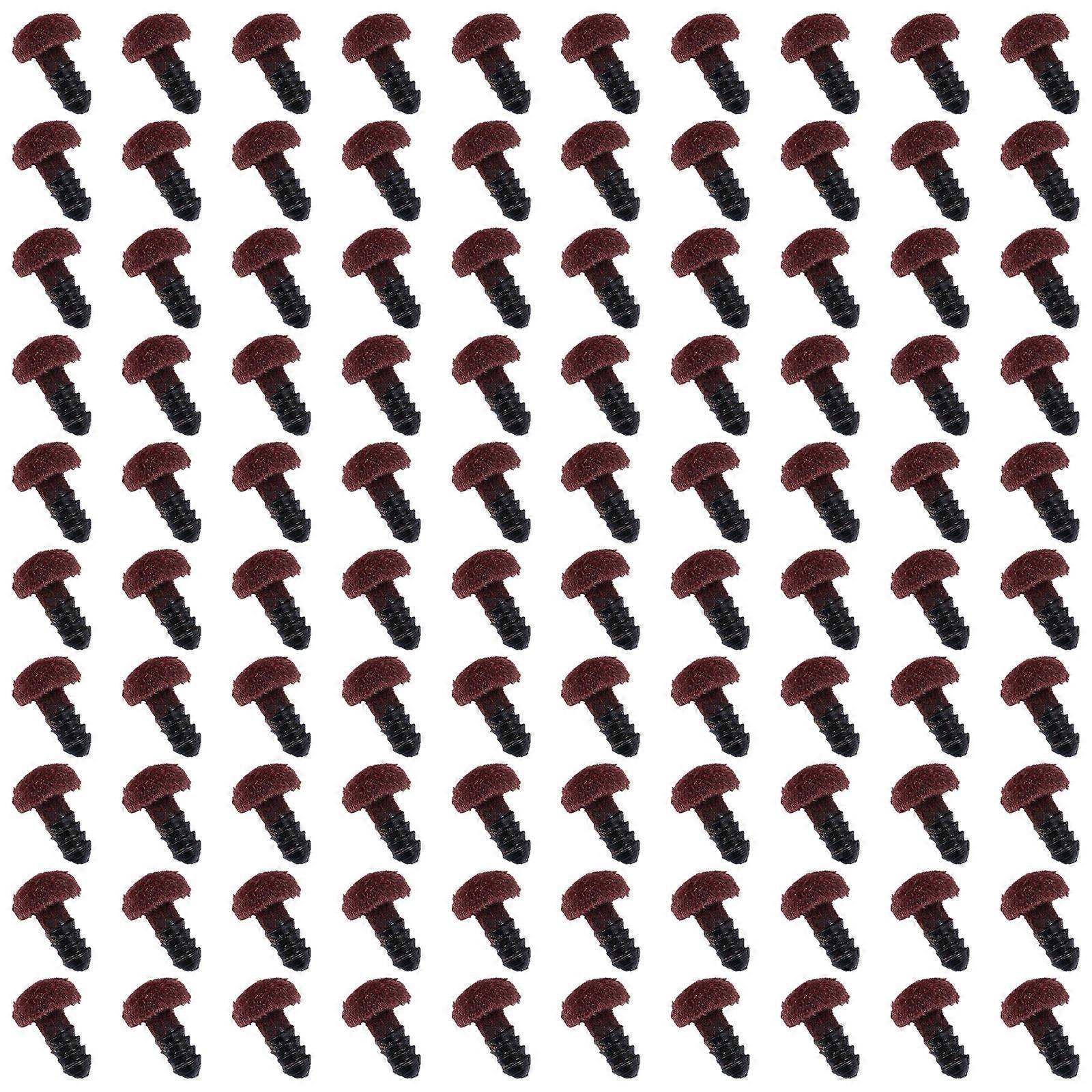 Bear Doll Nose Flocking Triangle Nose for DIY Use 100Pcs Brown ABS Material