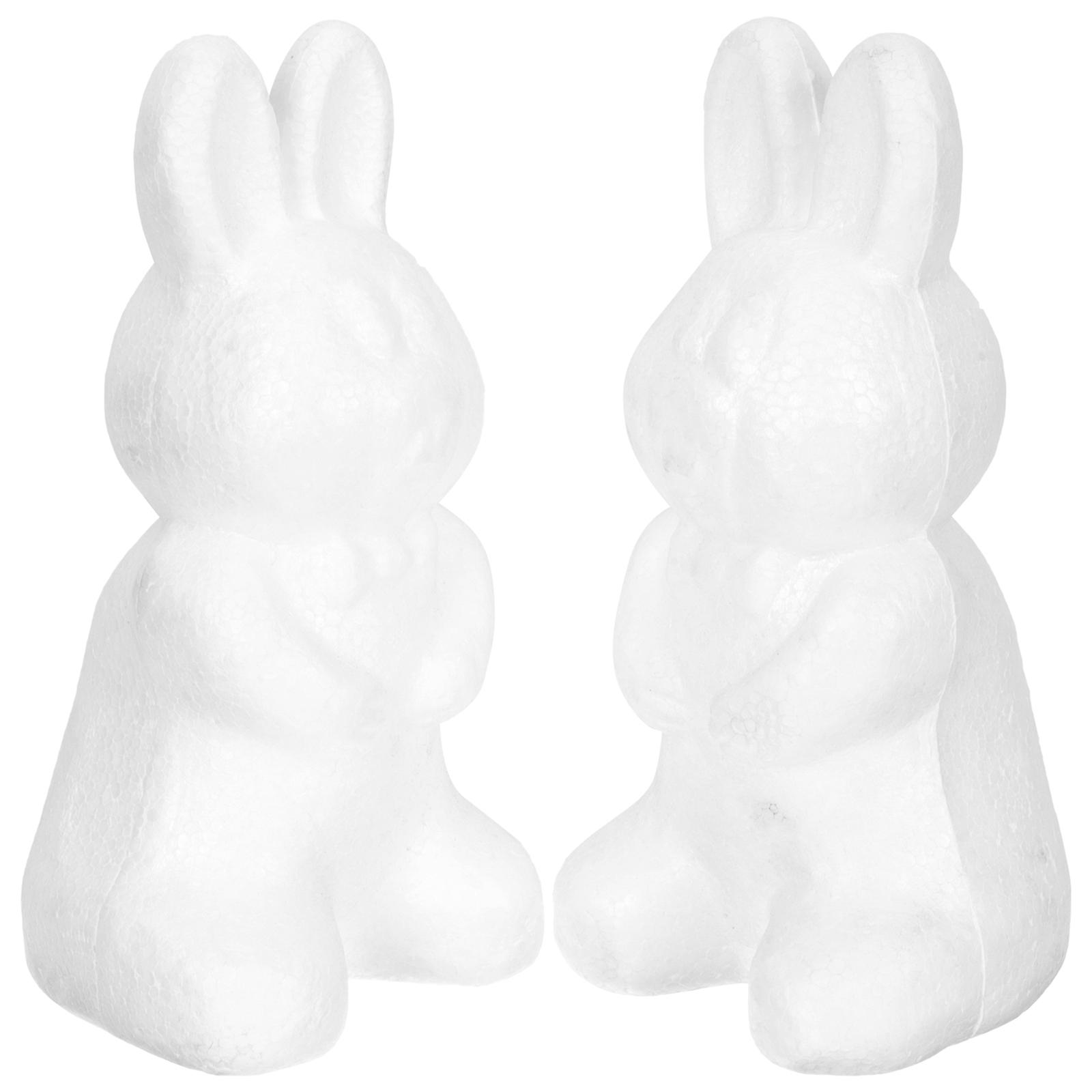 Rabbit Shape Foams Model for DIY Craft Projects 2Pcs White Bunny