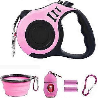Retractable Dog Leash, 16ft Lightweight with Folding Bowl, Dispenser, Rubbish Bags for Small Medium Dogs