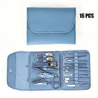 16pcs Professionelle Nagelknipser und Nagelhautzange Set mit Reisekoffer Maniküre Set Pediküre Sets Nagelknipser