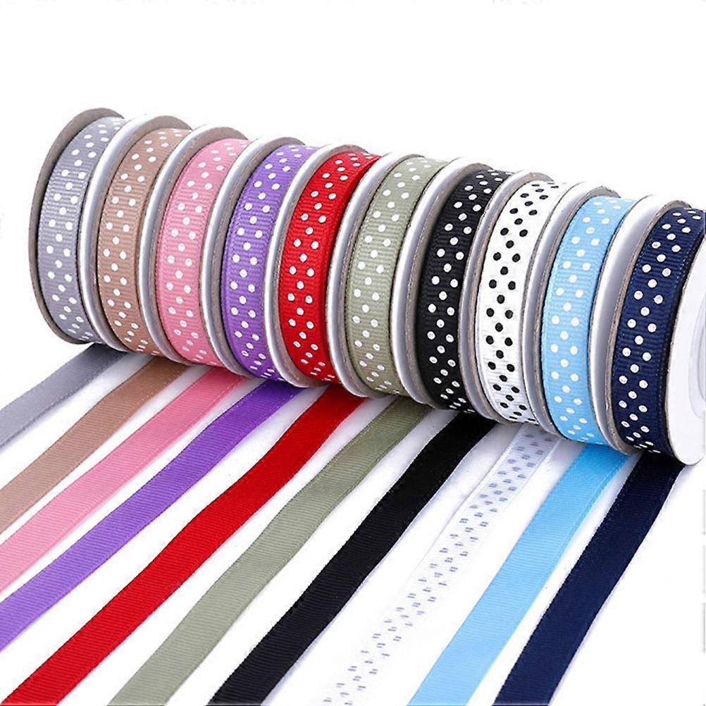 Ribbon Roll Round Dotted Pattern Ribbon for Decorating 5 Rolls Grey