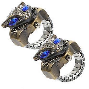 Elasticity Finger Watch Creative Ring Watch for Decoration 2Pcs