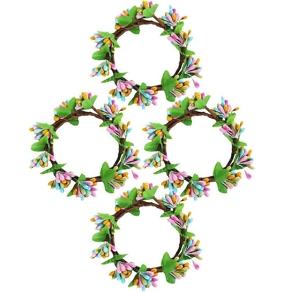 Easter Candle Ring Garland Decorative Colored Simulation 4Pcs