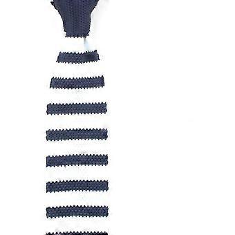 Vintage Smart Casual Herreslips 2,36" Strik, Rugbystribet Strikslips Hvid &