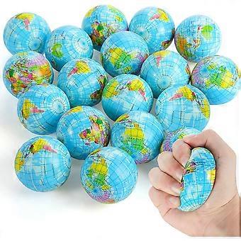 LOVESTOWN 20 PCS Globe Squeeze Balls, 2.5inches Earth Stress Relief Balls Foam Squeeze Balls Educational Stress Balls for Finger Exercise School Carni
