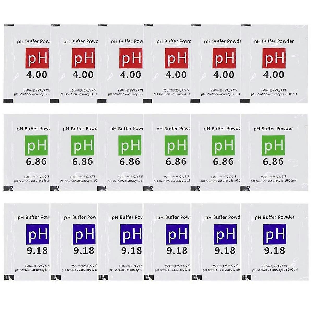 18 Pack PH Meter Buffer Solution Powder 6.86/4.00/9.18, PH Calibration Solution Packets for Precise PH Meter