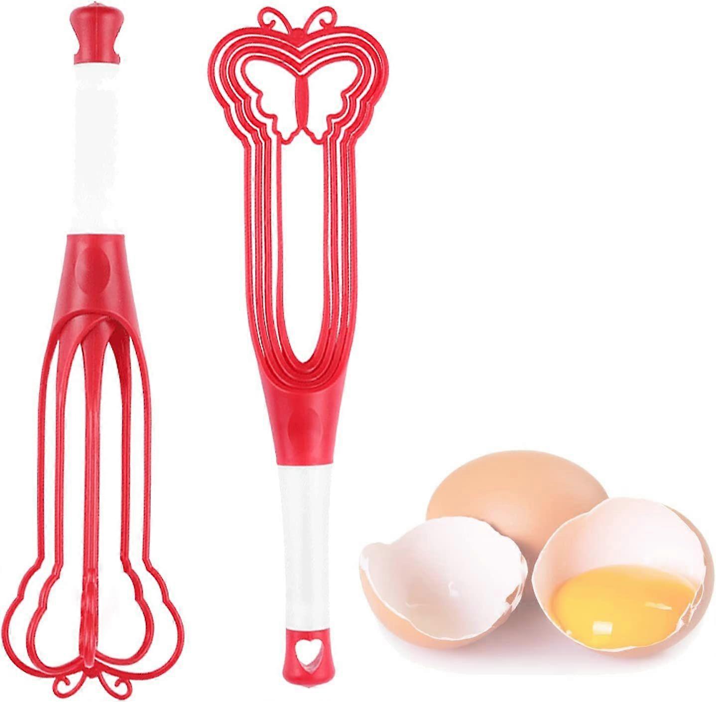 2PCS Rotatable Foldable Whisk Creative Butterfly Multi-Function Manual Whisk (Red)