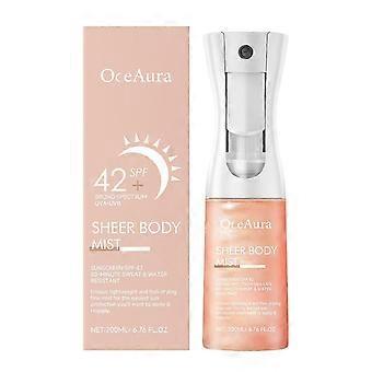 Sunglaze Sheer Mist Sunscreen SPF 42 Crème solaire scintillante, crème solaire à brume hydratante stimulante pour le visage Tous les types de peau
