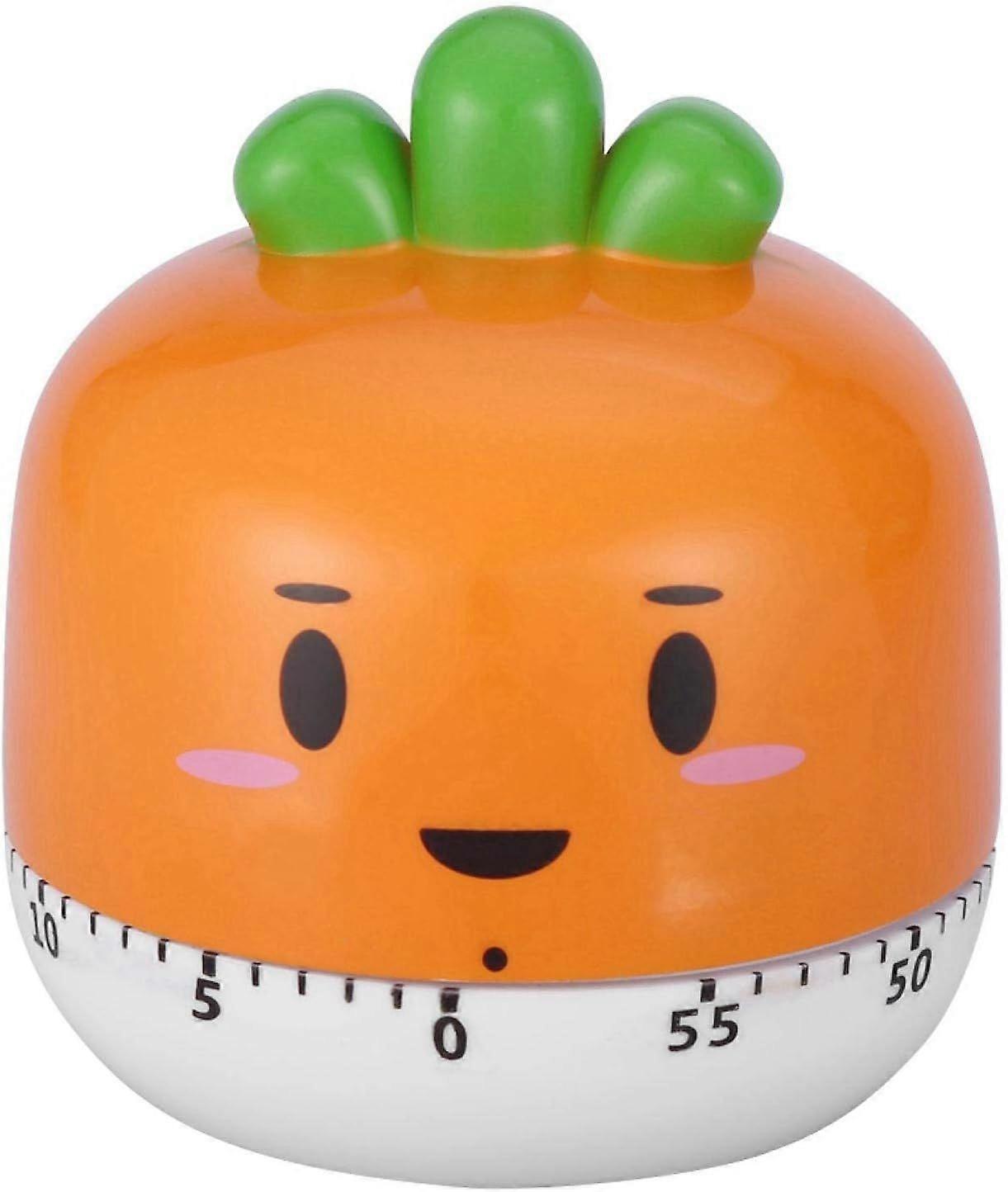 (Orange)Mechanical Timer, Vegetable Fruit Shape Manual Cooking Timer Counter Pineapple Tomato Carrot Shape Kitchen Timer for Timing Cooking