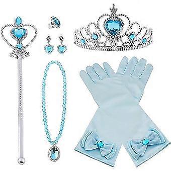 Prinses kostuum, 8 stuks, Tiara, handschoenen, toverstaf, ketting, 2 - 9 jaar