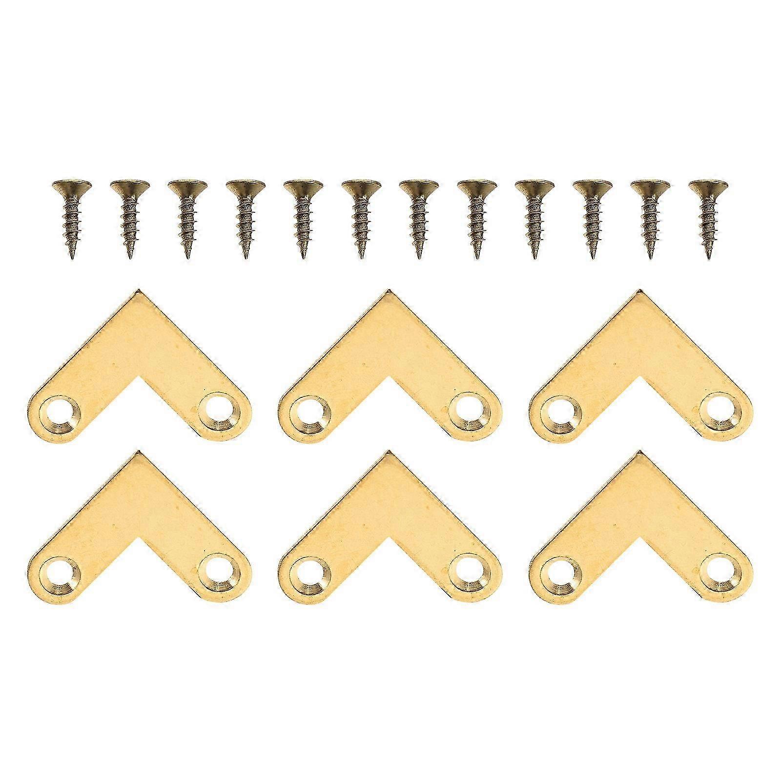 6Pcs Right Angle Corner Brackets Brass Joint Connectors