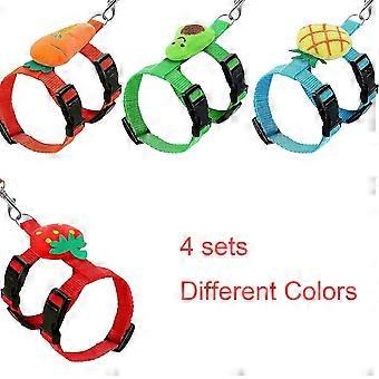 Ensemble harnais et laisse pour petits animaux de compagnie, 4 pièces, gilet anti-fugue ajustable avec décorations de fruits pour lapin, cochon d'Inde, furet, chaton et chiot