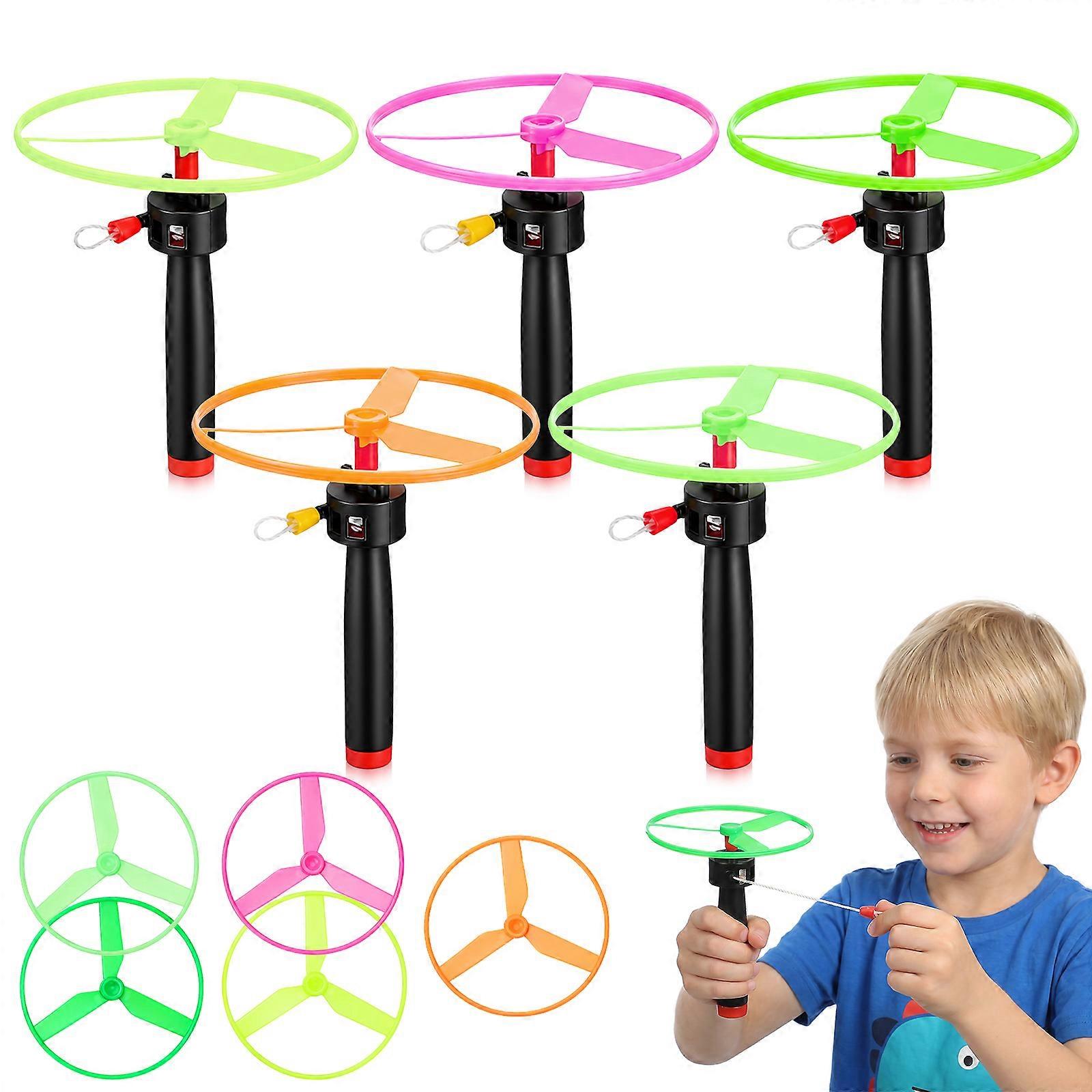 Pull String Flying Saucer Toy for Playing 1Set Plastic Propeller Outdoor Fun