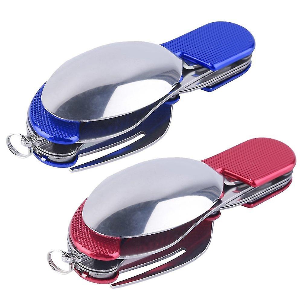 Outdoor Camping Portable Fork Knife Tableware Tools ,stainless Steel 3 In1 Multi-function Folding Spoon&fork Knife Travel Sets