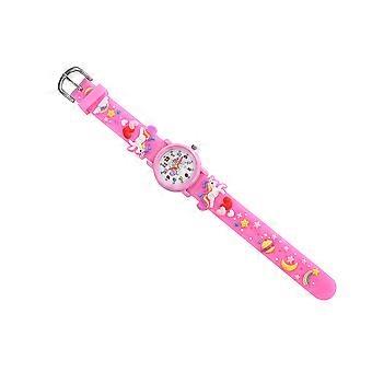Childrens Watch Accessories Fashion Wristwatch Various Occasions Round Pink Silicone Time Telling 21X1.5CM 1Pcs