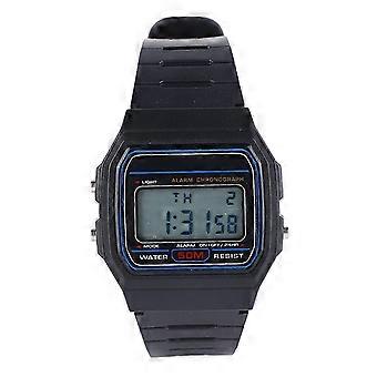 Electric Sports Watch Black Waterproof Multi Function PU Leather Strap for Outdoor Fitness Daily Wear