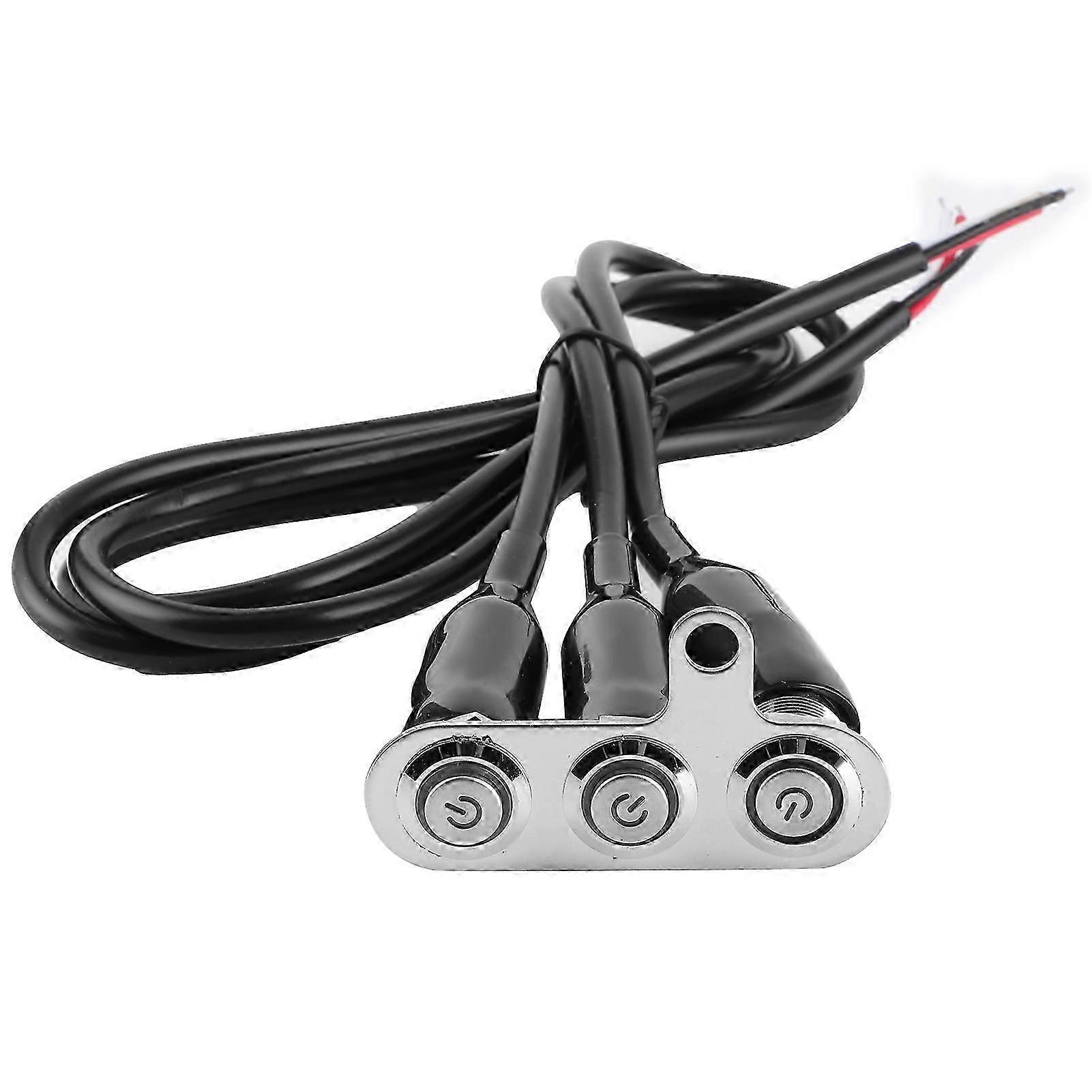 12V Stainless Steel Motorcycle Handlebar Switch LED Modification Bracket Control Push ButtonWith 3Pcs Switch Button