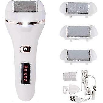 Foot Callus Remover Pédicure électrique professionnelle rechargeable avec 3 têtes de rouleaux pour le soin des pieds