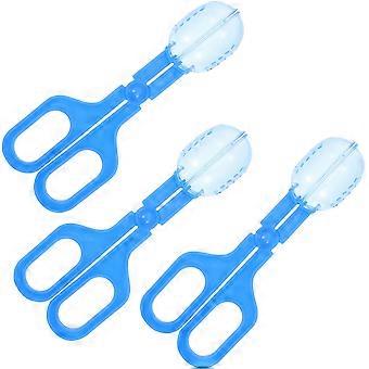 Pet Poop Clamp Plastic Clip for Reptile Waste Cleaning 3Pcs Blue