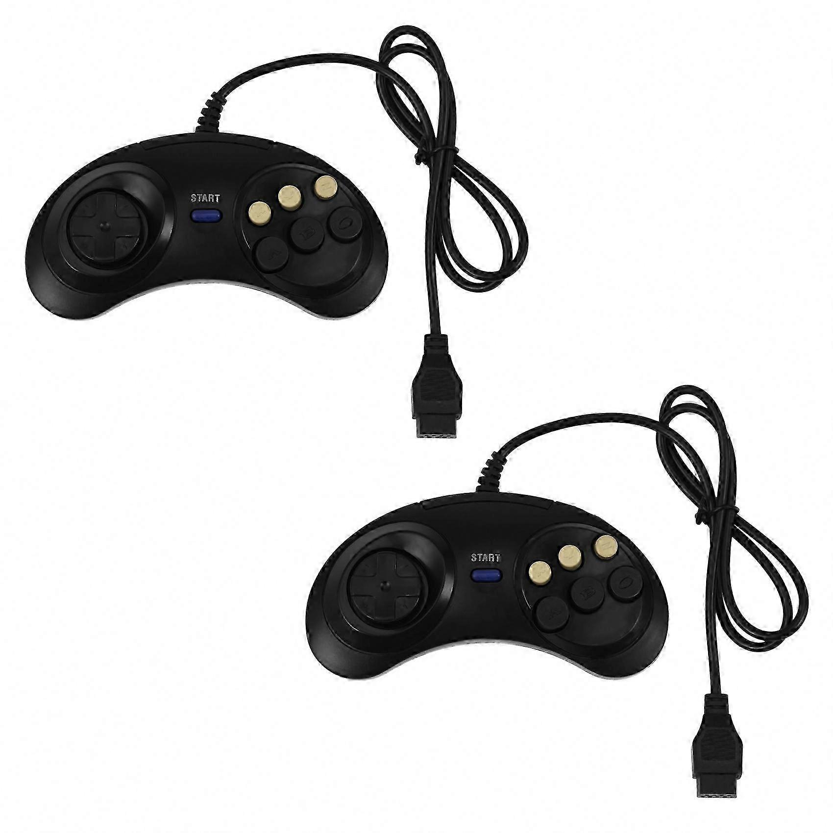Classic Retro Wired Game Controller, 6-Button, 2-Pack Compatible with Sega Md2, Mega, PC, Mac